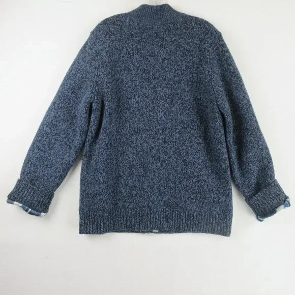 L.L. Bean Sweater Jacket Size M Zippered Flannel Lined - Picture 2 of 10